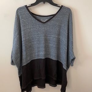 We the Free Gray/Black Oversized Boho Top- Size M